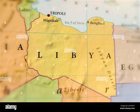 Geographic Map Of Libya With Capital City Tripoli Stock Photo Alamy