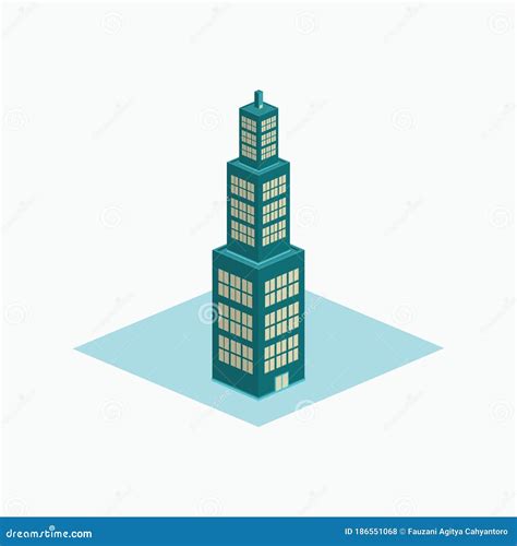 ícone Ou Logotipo Do Edifício Isométrico Da Torre Ilustração Do Vetor