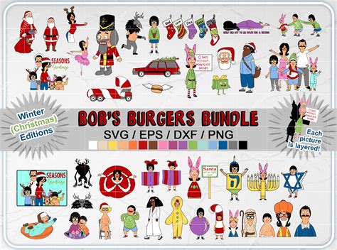 Bobs Burgers Svg Png Dxf Eps Bundle Layered Svg Cut Etsy