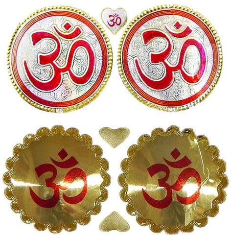 Two Pair Of Om And Swastik Auspicious Hindu Symbols