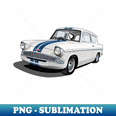 Ford Anglia In White Professional Sublimation Digital Down Inspire