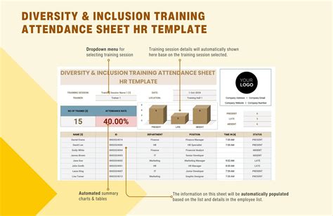 Diversity And Inclusion Training Attendance Sheet Hr Template In Excel