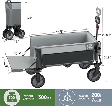 Collapsible Folding Wagon Cart With Tailgate 300lbs Heavy Duty