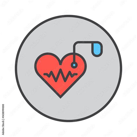 Artificial Cardiac Pacemaker Filled Outline Icon Round Colorful Vector