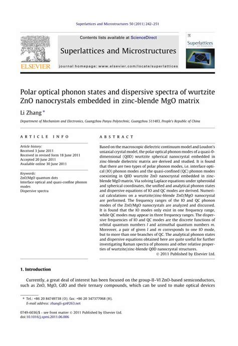 PDF Polar Optical Phonon States And Dispersive Spectra Of Wurtzite