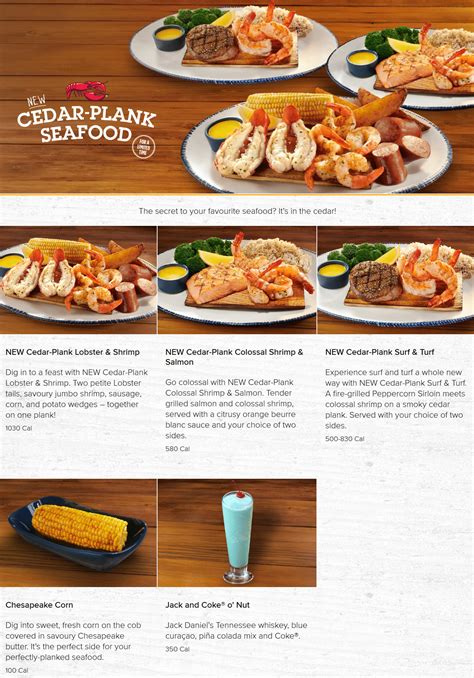 Printable Red Lobster Menu