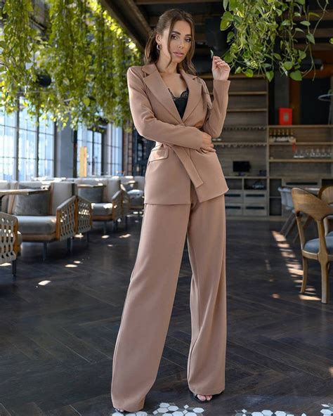 Beige Blazer Trouser Suit For Women Business Women Outfit Etsy Uk