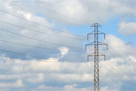 Electricity Pylon And Sky With Clouds Stock Photo Image Of Horizontal