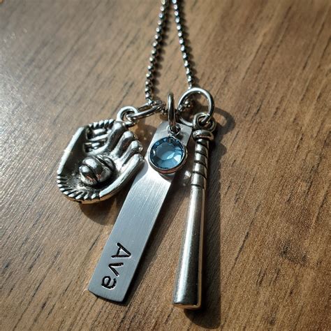 Hand Stamped Personalized Softball Necklace Girls Softball Etsy