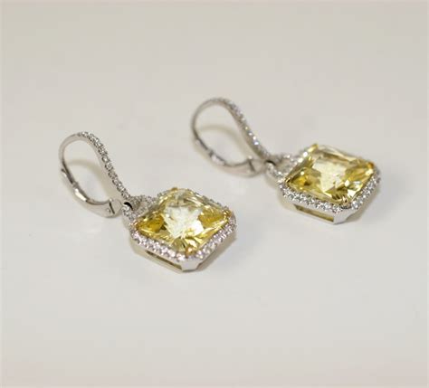 Yellow Sapphire And Diamond Earrings At Stdibs