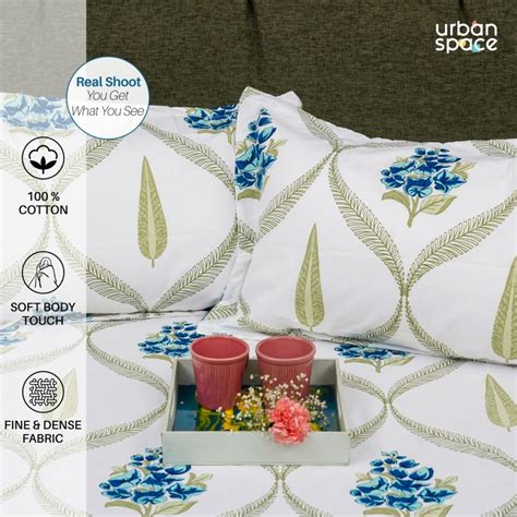 Buy Urban Space Serene Tc Cotton Bedsheets With Pillow Cover Blue