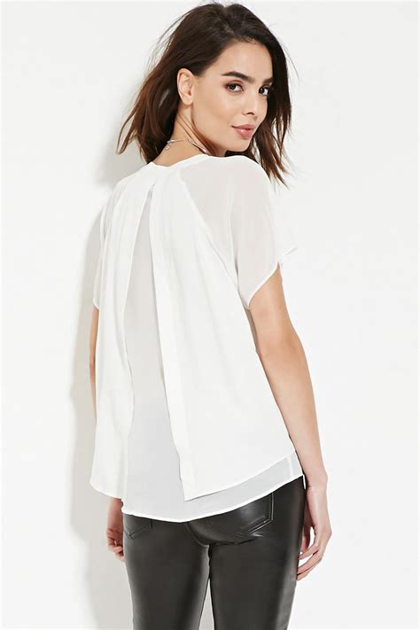 Lyst - Forever 21 Contemporary Split-back Top in White