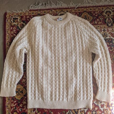 Vintage Irish wool sweater, in a beautiful, detailed... - Depop