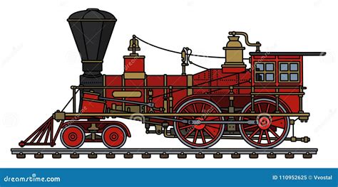 The Vintage Red American Steam Train Stock Vector Illustration Of