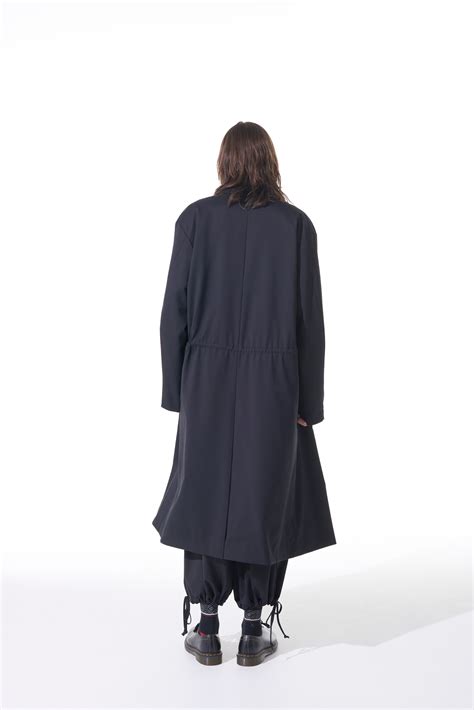 T W GABARDINE SOUTIEN COLLAR WAIST TIE AND WING LONG COAT M Black S