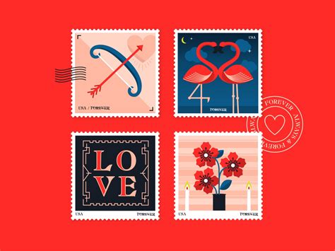 Valentine's Day Stamps by Heather Raines on Dribbble