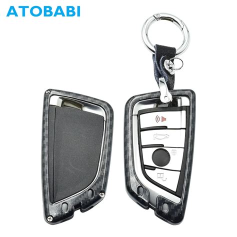 Atobabi Carbon Fiber Pattern Car Key Case Zinc Alloy Keyless Entry