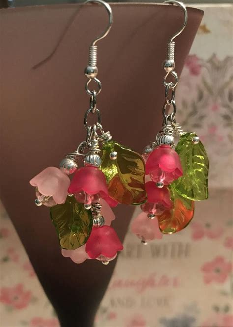 Earringspink Lucite Flower Gardenpink Australian Etsy Flower