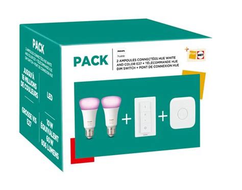 Pack Fnac 2 ampoules connectées Philips Hue White and Color E27