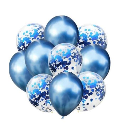 Party Ballons Latex Luftballons Ø30cm mit Konfetti in Blau 10 Stk