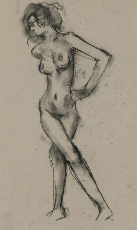 Peter Collins ARCA C S Charcoal Drawing Female Nude Turning