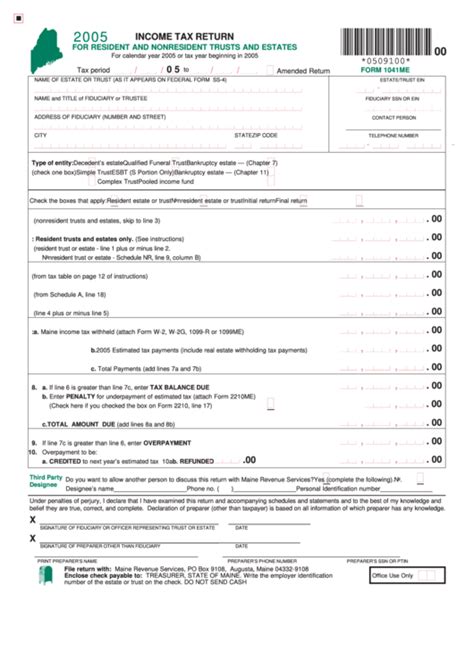 Form Me Income Tax Return For Resident And Nonresident Trusts And