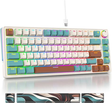 Guffercty Kred 75 Percent Mechanical Keyboard With Knob 82 Keys Wired Hot Swappable Gaming