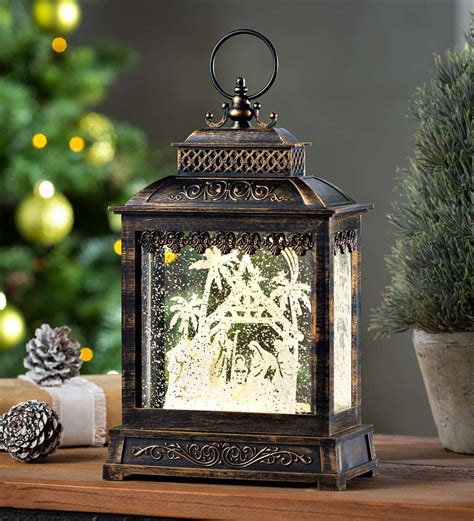 Musical Lighted Nativity Snow Globe Lantern Walmart