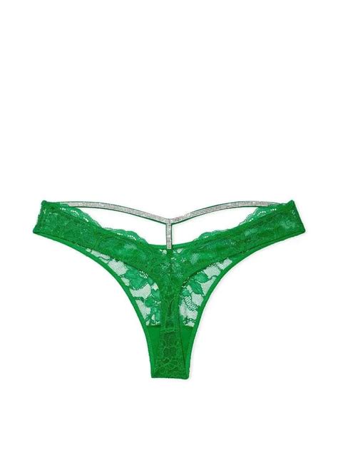 Трусики Shine Strap Cutout Back Lace Thong Panty Green купити оригінал у Києві ціна в Україні