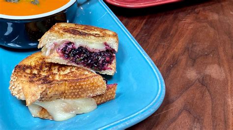 Grilled Cheese Recipe With Blackberry Balsamic And Basil Recipe Rachael Ray Show