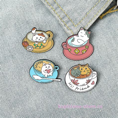 Купить Брошь-значок «Кофе с котиком» в Москве по низким ценам| Доставка ...