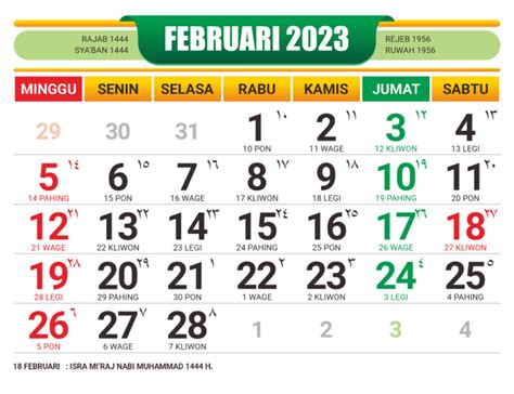 Kalender Jawa Feb 2023