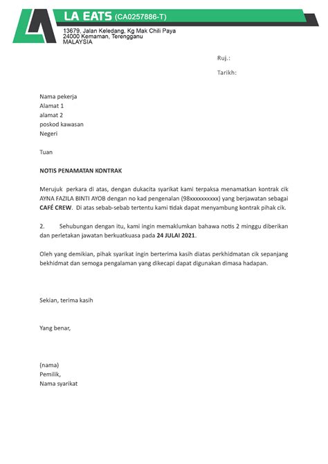 Contoh Surat Penamatan Kontrak Pekerja Contoh Surat Permohonan Sexiz Pix