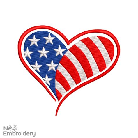 American Flag Heart Embroidery Designs - NextEmbroidery