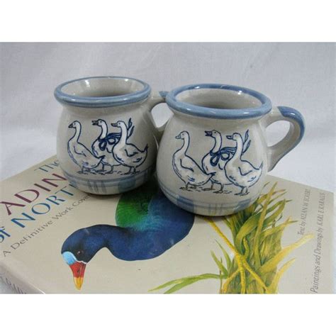 Vintage Louisville Pottery Gaggle Of Geese Soup Mugs Stoneware Set Of