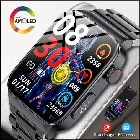 IP68 방수 혈압 스마트 워치 ECG 모니터링 남성 여성 건강 온도 비 침습성 혈당 Smartwatch AliExpress