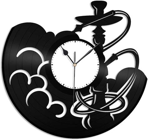 Hookah Smoke 3D Wall Clock Vinyl Wall Clock,Vinyl Record Clock Wall Art Unique Room Decorations ...