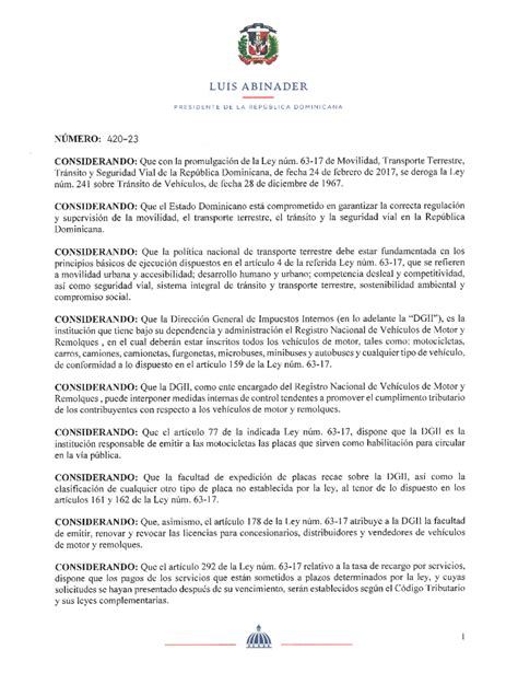 Decreto Sobre Reglamento Para El Registro Nacional De Veh Culos