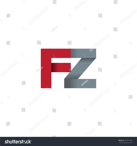 Initial Letters FZ Overlapping Fold Logo Red Royalty Free Stock