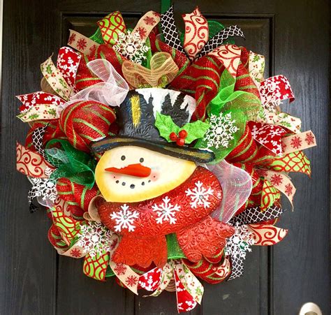 Snowman Deco Mesh Wreath Christmas Mesh By Shellyschicdesigns