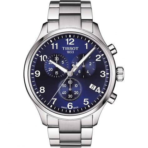 Tissot Mens Chrono Xl Stainless Steel Blue Dial Watch Watches From