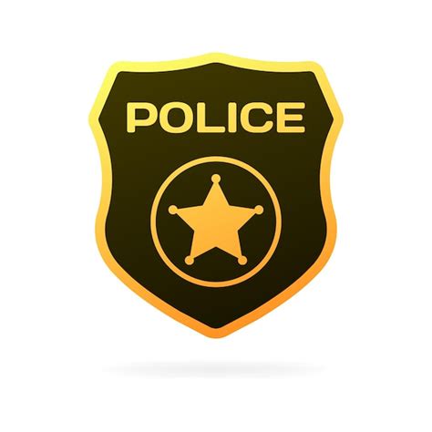 Premium Vector Police Badge Flat Yellow Police Badge Badge Icon