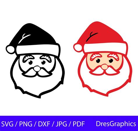 Santa Svg Santa Face Svg Santa Cut File Christmas Svg Santa Face