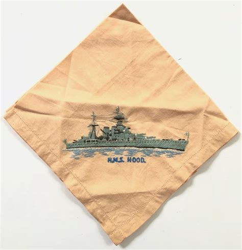 Sally Bosleys Badge Shop Ww2 Royal Navy Hms Hood Embroidered Handkerchief