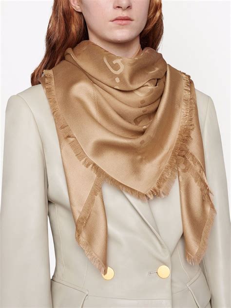 Gucci Gg Jacquard Wool Silk Shawl Farfetch