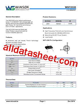 WST2335 Datasheet PDF Shenzhen Guan Hua Wei Ye Co Ltd