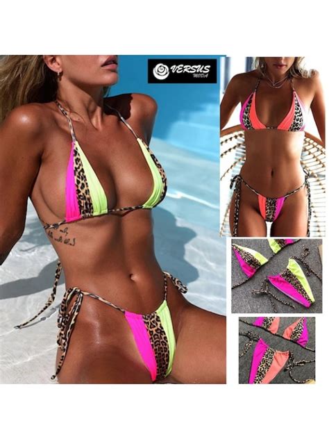 Costume Due Pezzi Bikini Mare Donna Brasiliano Triangolo