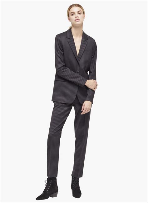 Wool Blend Tailored Jacket Black Grey The Kooples Women Place Des