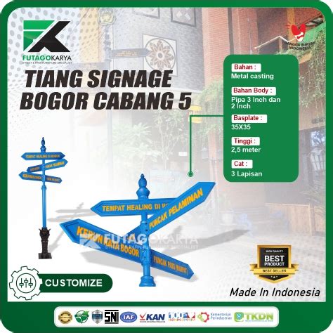 Tiang Papan Penunjuk Jalan Signage Kota Bogor Futago Karya