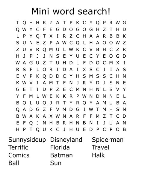 Mini Word Search Wordmint